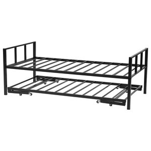 Struttura letto a giorno matrimoniale resistente con letto estraibile, piattaforma in metallo e doghe, con supporto Lombare e Vita - Product Image 1