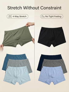 Breathable Organic Cotton Knitted Mid-Rise Men's Boxer Briefs-Adults Underwear Customizable Colors OEM Service Versatile Home - Product Image 3