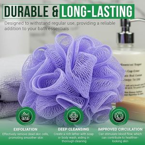 70g Large Mesh Pouf <b>Sponge</b> Loofah for Men and Women <b>Bath</b> Body Scrubber Exfoliating Tool - Product Image 4