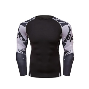 Men Rash Guard Compression Shirt OEM ODM Custom Manufacturer UV Protection Swim <b>Surf</b> Wear - Product Image 2