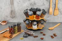 Étagère à épices rotative à double niveau en plastique PP durable, créative et portable, organisateur d'épices pour comptoir de cuisine, gain de place, étagère à épices d'angle