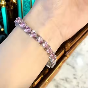 Premium Women <b>Silver</b> Multicolor Lab Created Diamond <b>Bracelet</b> Round Brilliant Cut Full Iced Hip Hop Style Luxury Jewelry - Product Image 1