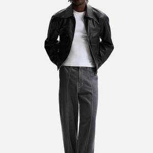 Hot Selling Men's XS High Street Style Cow Skin Canvas <b>Winter</b> Jacket Eco-Friendly Breathable Windproof Lightweight Front Logo - Product Image 4