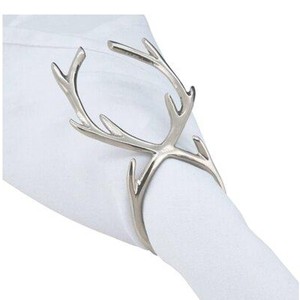 Porte-serviettes en métal moulé nickelé brut, motif bois de cerf, accessoires de table et de cuisine, qualité alimentaire - Product Image 1