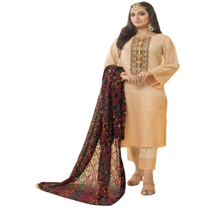 ชุดสูทแฟนซีผู้หญิง3ชิ้นจากปากีสถานแผ่นปะแบบชิคาการิดาอินเดียทำงาน Mi สร้างวอลลุ่ม shahkaar เสื้อผ้าปากีสถาน - Product Image 1