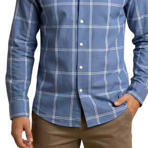 Steel Blue Plaid <b>Men</b> <b>Flannel</b> <b>Shirt</b> Long Sleeve Button Down Checkered Casual <b>Shirt</b> Soft Brushed Fabric Fashion Streetwear - Product Image 5