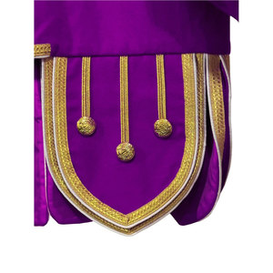 Chaqueta Escocesa de Doble Capa Morada con Ribete de Trenza Dorada, Mezcla de Lana 100%, Banda de Piqué, Traje Highland Hecho a Medida - Product Image 4