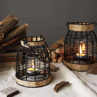 Fabricant en gros vintage en fer forgé nordique portable bougie lanterne chandelier pour la décoration de la maison pour Noël