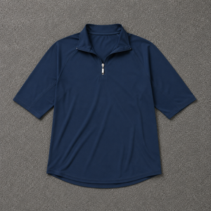Camiseta de golf personalizada con logo para mujer, cuello en V, media cremallera, estampado por descarga, manga corta, tela de malla transpirable, top deportivo de alto rendimiento - Product Image 2