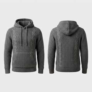 Achat en gros de cardigan à capuche en tricot personnalisé pour hommes, 100% coton, imperméable - Product Image 6