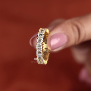 แหวนเพชรแล็บโกรว์ทรงกลมและทรงบาแกตต์แบบสลับกัน วงแหวนแต่งงานทอง 14K แบบเต็มวง สำหรับวันครบรอบ ขายส่ง - Product Image 6
