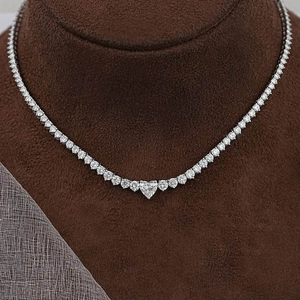 Collar de Tenis de Lujo con Moissanita en Forma de Corazón, Cadena Elegante con Aspecto de Diamante, Plata 925, Joyería Fina Iced Out, Regalo para Mujer, Estilo Boda - Product Image 1