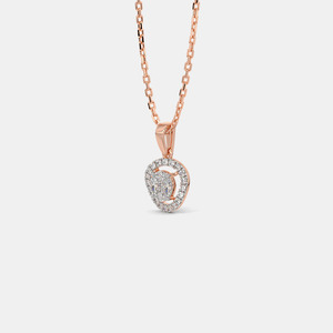 Collar con Colgante de Diamante Cultivado en Laboratorio con Halo e Inicial U en Oro Rosa de 14K - Product Image 4