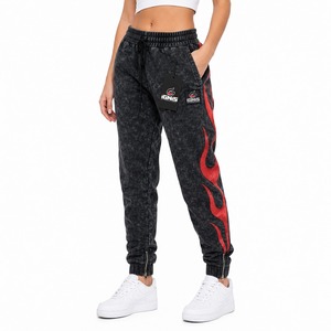 Pantalones de chándal de mujer con lavado ácido, joggers de forro polar oversize, cintura alta con cordón, estilo vintage, casuales, deportivos y de descanso para mujer - Product Image 1