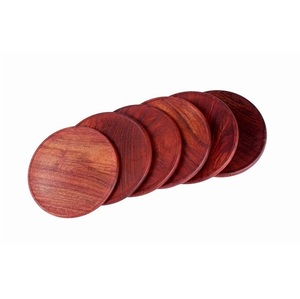 Ensemble de sous-verres ronds en bois de noyer et d'acajou de qualité supérieure, résistants à la chaleur, pour tasses à café, décoration de table de bar - Product Image 1