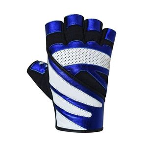 Guantes de levantamiento de pesas azules, mitones de entrenamiento de gimnasio de medio dedo, guantes transpirables de malla para ciclismo, fabricante de logotipos personalizados - Product Image 4