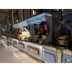 Mostrador de buffet para banquetes de acero inoxidable, específicamente un equipo de exhibición para catering. - Product Image 1