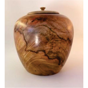 Handmade Segmented Wooden Pet Urn for <b>Dogs</b> and Cats Round Wood Cremation Urn with Paw Print Inlay <b>Memorial</b> Box for Ashes - Product Image 2