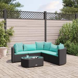 Ensemble de 5 canapés de patio noirs et bleu aqua, ensembles de jardin élégants - Product Image 1