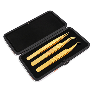 Pince à épiler en acier inoxydable à pointe en fibre pour extensions de cils, avec poignée diamantée, finition or rose plasma, marque privée, 90 degrés, volume russe, personnalisable - Product Image 6