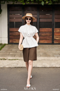 Blusa Peplum Femenina VENUS Vietnam Casual de Viscosa con Manga Corta Regular Antiencogimiento para el Día a Día - Product Image 5