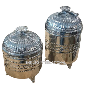 Top Search Handmade Decorative Jar Kitchenware Product Household Container Unique Style Jar <b>Apple</b> Shape Silver Finished - Product Image 3