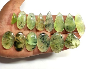 Qualité supérieure ! Cabochons en préhnite naturelle, pierres lisses artisanales pour la fabrication de bijoux - Product Image 1