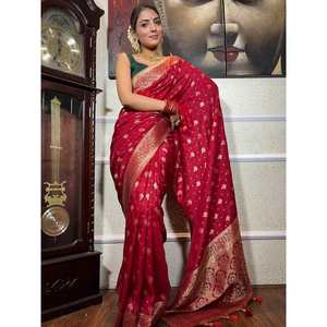 FASHIONABLE BANARASI SOFT SILK WEAVING WORK <b>SAREE</b> WITH UNSTITCHED BLOUSE <b>MAROON</b> - Product Image 1