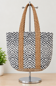 Bolsas de mano de yute y algodón trenzado duraderas, al por mayor, ecológicas, ideales para la playa, compras y supermercado. - Product Image 6