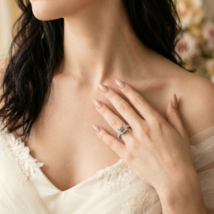 Bague de fiançailles semi-montée en or blanc massif 18 carats de Hong Kong avec diamant véritable 0,48 ct taille brillant, logo laser personnalisé, expédition rapide - Product Image 2