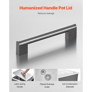 Contenitore per Ghiaccio Commerciale in Acciaio Inox 20"L X 14"W X 12"H con Coperchio, 31.7 Qt, per Uso Esterno, Regalo Ideale - Product Image 6
