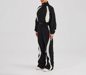 Ensemble de survêtement deux pièces pour femme, style rétro, veste courte zippée color block, pantalon de jogging taille haute à jambes larges, streetwear, sportswear - Product Image 5