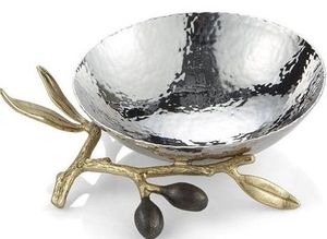 Juego de Cuencos de Lujo Plateados con Decoración de Ramas de Pino Doradas, Cuenco Doble de Metal para Nueces, Plato para Dulces, Centro de Mesa Elegante para Bodas - Product Image 6