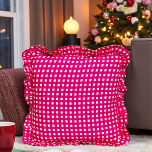 Ruffle <b>Throw</b> Pillow <b>Covers</b> Block Print Farmhouse Floral Hidden Zipper Boho Pillow Case or Cute Outdoor Pillow Case - Product Image 3