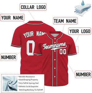 Maillots de baseball et de softball personnalisés pour hommes et femmes, polyester/coton, antibactériens, imprimés par transfert thermique, évacuation de l'humidité, manches courtes - Product Image 5