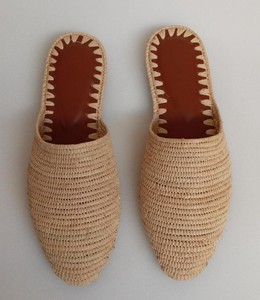 Natural raffia sandals, women's raffia shoes, handmade raffia <b>mules</b>, summer sandals, Moroccan raffia - Product Image 1