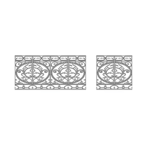Section de balustrade en aluminium à treillis cathédral, insert d'extrémité de clôture cintrée en fonte, garde-corps de villa de luxe, rosette, lanterneau latéral, balustre - Product Image 2