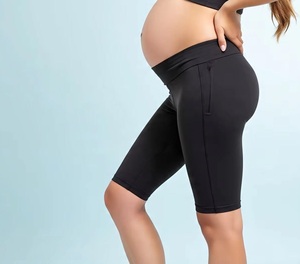 Shorts de maternité à compression, taille haute, en tissu à mémoire de forme, séchage rapide, respirants, pour la course, le yoga, le fitness et l'allaitement, pour femmes - Product Image 4