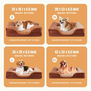 Cama Ortopédica de Espuma Viscoelástica XL de Lujo para Perros de Razas Grandes con Laterales Elevados y Funda Lavable Marrón - Product Image 3