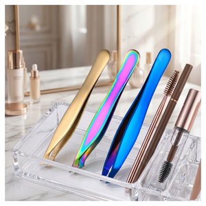Pinzas Profesionales para Cejas con Punta Inclinada, Pinzas de Precisión con Punta Fina Angulada para Dar Forma a las Cejas y Eliminar el Vello Facial - Product Image 6