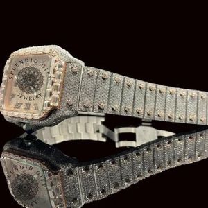 Reloj de Diamantes de Lujo, Regalo Espléndido, Esfera de Cristal de Zafiro, Movimiento de Cuarzo ETA, Caja de 28 mm, Correa de Moissanita Plateada, Elegante - Product Image 3