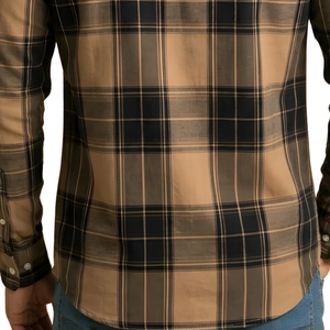 Camisa de Franela a Cuadros Negra y Marrón Personalizada para Hombre, Manga Larga, con Botones, Estilo Casual, Tela Suave Cepillada, Ropa de Calle para Exteriores - Product Image 6