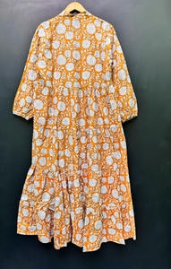 Robe midi décontractée d'été en coton pur à imprimé A-ligne pour femmes, élégante pour le travail et les événements de jour, provenant d'un fournisseur indien - Product Image 4