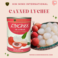 Kim Minh International Lychee in siroop, ingeblikt fruit, 425g, natuurlijk zoet, Vietnam, lange houdbaarheid