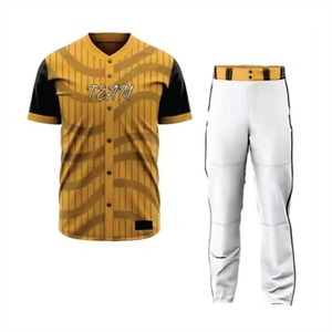 Men's Sublimated Baseball Jersey Yellow Black Striped V-Neck Short Sleeve Moisture Wicking Polyester Team Logo Front - Product Image 6
