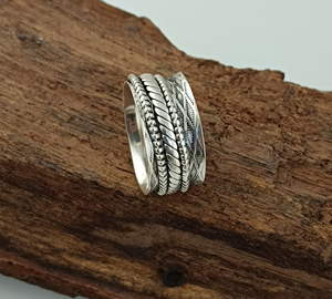 Wholesale Classic 925 Sterling Silver Party <b>Spinner</b> <b>Ring</b> Braided Rope Beaded Double Spinning Band Anti Anxiety Meditation - Product Image 5