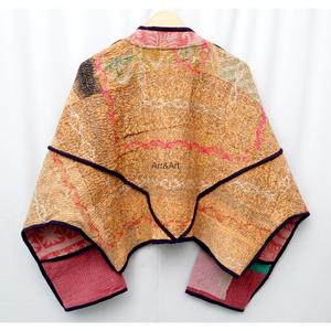 Veste longue Kantha vintage à col mandarin, réversible, en coton matelassé indien fait main, écologique et à séchage rapide, qualité supérieure, vente en gros - Product Image 5