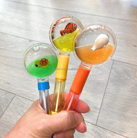 Stylo à bille élégant Liquid Motion 0,5 mm en plastique, design de papeterie mignon avec objet flottant 3D