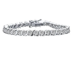 Luxury Wave Design Moissanite Tennis Bracelet <b>Iced</b> <b>Out</b> Hip Hop Jewellery White Gold Diamond Look Wrist <b>Chain</b> - Product Image 2