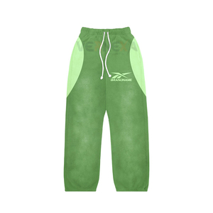 Ensemble de survêtement personnalisé léger grande taille avec panneaux, pantalon évasé délavé à l'acide, sweat à capuche streetwear avec panneaux latéraux, en coton - Product Image 2